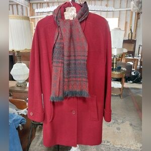 Cabin Creek Red Peacoat With Scarf